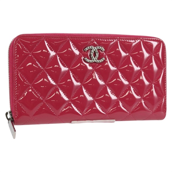 【原宿店限定】シャネル CHANEL 長財布 マトラッセ ブリリアント エナメル ピンク シルバー レディース yk18767V