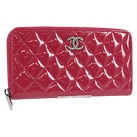 【原宿店限定】シャネル CHANEL 長財布 マトラッセ ブリリアント エナメル ピンク シルバー レディース yk18767V