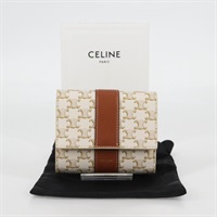 【原宿店限定】セリーヌ CELINE ミニウォレット 財布 トリオンフ PVC ベージュ レディース 121289M