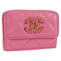 【原宿店限定】シャネル CHANEL 財布 マトラッセ コンパクトウォレット ラムスキン ピンク ゴールド レディース 127761M