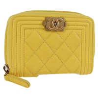 【原宿店限定】シャネル CHANEL コインケース キャビアスキン ゴールド イエロー レディース 127923M