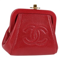 【原宿店限定】シャネル CHANEL コインケース キャビアスキン レッド ゴールド レディース 130517V