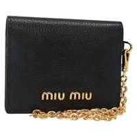 【原宿店限定】ミュウ ミュウ Miu Miu パスケース レザー ブラック レディース yk18696V