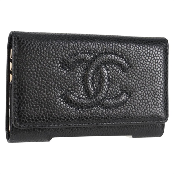 【原宿店限定】シャネル CHANEL キーケース キャビアスキン ブラック レディース ac3828M