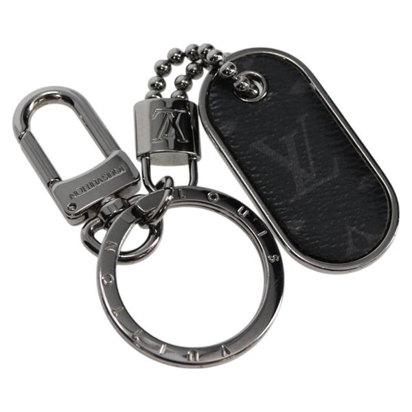 【原宿店限定】ルイ・ヴィトン LOUIS VUITTON ポルトクレタブ キーホルダー モノグラムエクリプス メタル シルバー M63618 レディース 128810M
