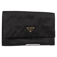 【原宿店限定】プラダ PRADA ポーチ サテン ブラック ゴールド レディース 118853V
