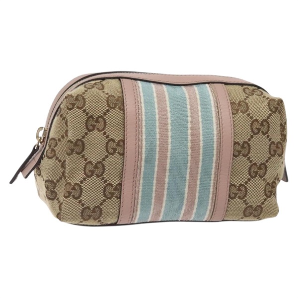 【原宿店限定】グッチ GUCCI ポーチ GGキャンバス ベージュ ゴールド 256636 レディース yk18724V