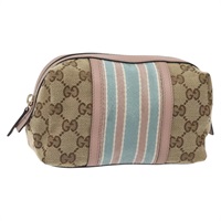 【原宿店限定】グッチ GUCCI ポーチ GGキャンバス ベージュ ゴールド 256636 レディース yk18724V