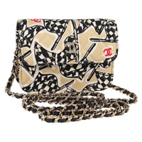 【原宿店限定】シャネル CHANEL ポーチ マトラッセ チェーン キャンバス ベージュ ゴールド レディース bs27947M