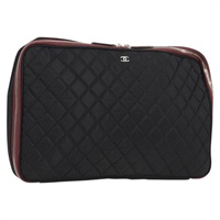【原宿店限定】シャネル CHANEL PCケース マトラッセ ナイロン ブラック シルバー レディース 121516M