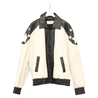 【原宿店限定】セリーヌ CELINE 上着 レザージャケット ラムスキン ホワイト ブラック レディース ym037M