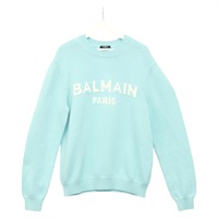【原宿店限定】長袖 ニット 上着 BALMAIN ウール ライトブルー レディース ym021M