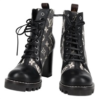 【原宿店限定】ルイ・ヴィトン LOUIS VUITTON スタートレイルライン　レースアップブーツ ブーツ モノグラムジャガード グレー レディース 127740M