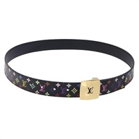 【原宿店限定】ルイ・ヴィトン LOUIS VUITTON サンチュールLVカット ベルト マルチカラー ブラック M6890 レディース yk18733V
