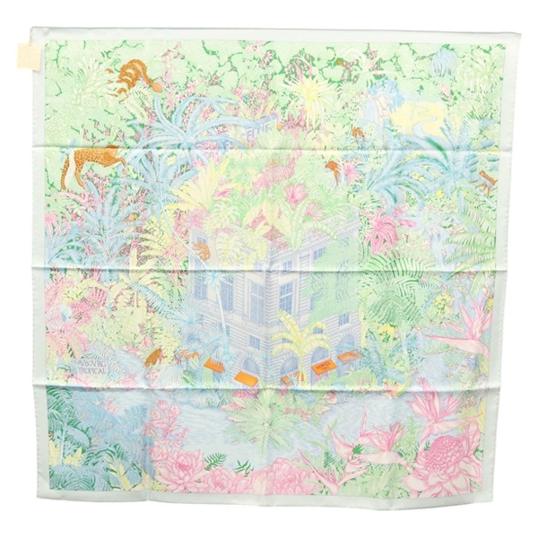 【原宿店限定】エルメス HERMES カレ 90 スカーフ "Faubourg Tropical" シルク グリーン レディース yk17852