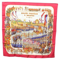 【原宿店限定】エルメス HERMES カレ 90 スカーフ "GRAND CORTEGE A MOSCOU" シルク レッド レディース hk2432
