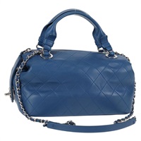 【原宿店限定】シャネル CHANEL ハンドバッグ マトラッセ チェーン ラムスキン 2way ブルー ゴールド レディース 129955M