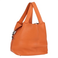【原宿店限定】エルメス HERMES ピコタンロックGM ハンドバッグ レザー オレンジ シルバー レディース PP725M