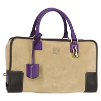 【原宿店限定】ロエベ LOEWE アマソナ36 ハンドバッグ アナグラム スエード レザー ベージュ ゴールド レディース yk18881V