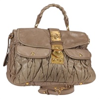 【原宿店限定】ミュウ ミュウ Miu Miu ハンドバッグ マテラッセ レザー 2way ベージュ ゴールド レディース 132748V