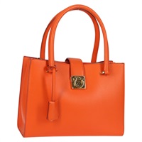 【原宿店限定】サルヴァトーレフェラガモ Salvatore Ferragamo ハンドバッグ ガンチーニ レザー オレンジ ゴールド レディース 133276V