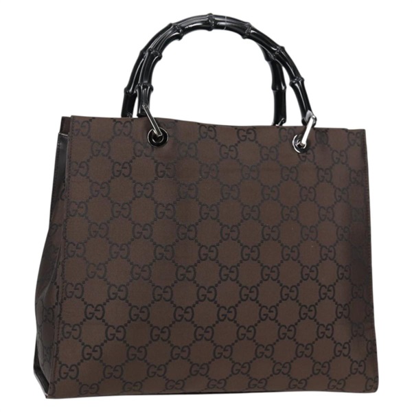 【原宿店限定】グッチ GUCCI ハンドバッグ GGキャンバス バンブー ナイロン ダークブラウン シルバー 002 1010 レディース 133985V