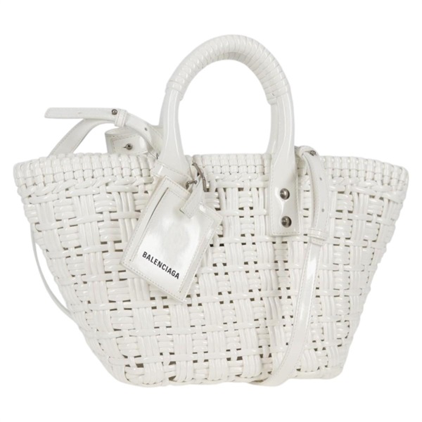 【原宿店限定】バレンシアガ BALENCIAGA ビストロXS ハンドバッグ エナメル 2way ホワイト シルバー 671342 レディース 135923M