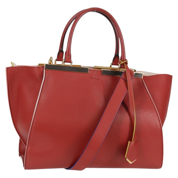 【原宿店限定】フェンディ FENDI トロワジュール ハンドバッグ レザー 2way ブラウン ゴールド レディース 136196V
