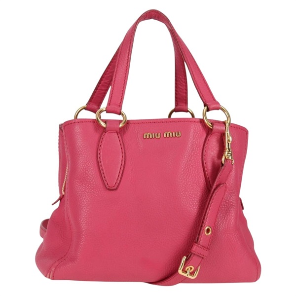 【原宿店限定】ミュウ ミュウ Miu Miu ハンドバッグ レザー 2way ピンク ゴールド レディース am8874V