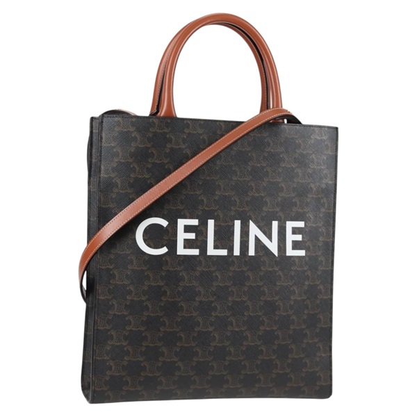 【原宿店限定】セリーヌ CELINE バーティカルカバ　スモール ハンドバッグ トリオンフキャンバス PVC 2way ブラック ゴールド レディース BA4512M