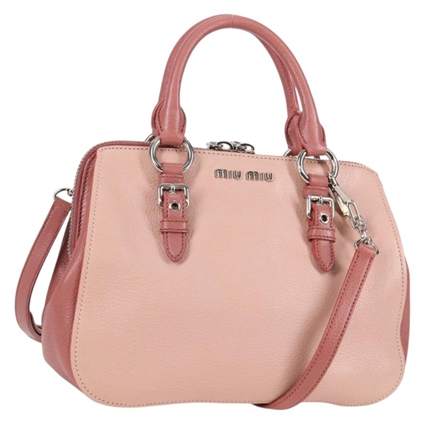 【原宿店限定】ミュウ ミュウ Miu Miu ハンドバッグ レザー 2way ピンク シルバー レディース 133438V