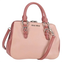 【原宿店限定】ミュウ ミュウ Miu Miu ハンドバッグ レザー 2way ピンク シルバー レディース 133438V