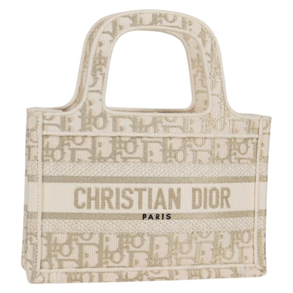 【原宿店限定】クリスチャンディオール Christian Dior ブックトート ハンドバッグ トロッターキャンバス キャンバス ホワイト レディース 136735M