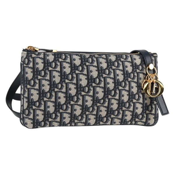 【原宿店限定】クリスチャンディオール Christian Dior ショルダーバッグ トロッターキャンバス ネイビー ゴールド レディース 128034SM
