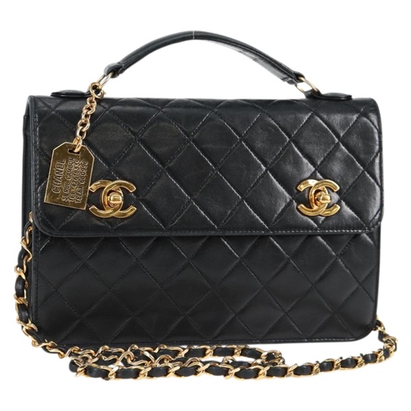 【原宿店限定】シャネル CHANEL ショルダーバッグ マトラッセ チェーン ラムスキン 2way ブラック ゴールド レディース 129737SV