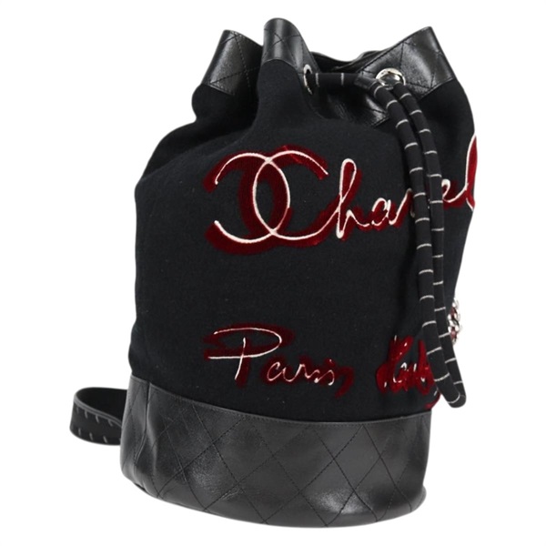 【原宿店限定】シャネル CHANEL ショルダーバッグ ビコローレ ウール レザー ブラック レディース 130048M