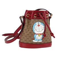 【原宿店限定】グッチ GUCCI ショルダーバッグ マイクロGGスプリーム ドラえもんコラボ PVC ベージュ レッド 647801 レディース 131783M