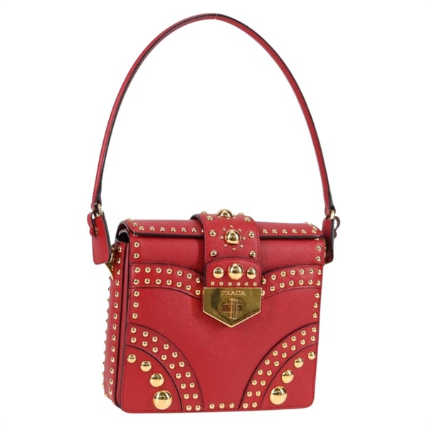 【原宿店限定】プラダ PRADA ショルダーバッグ サフィアーノレザー レッド ゴールド レディース 131786M