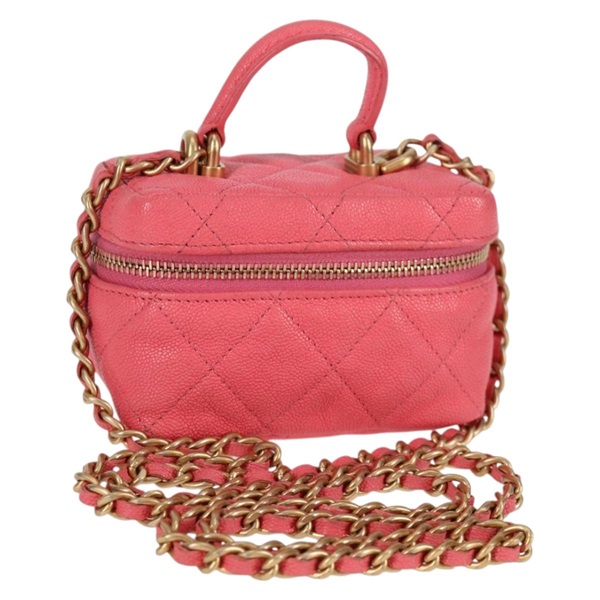 【原宿店限定】シャネル CHANEL ショルダーバッグ マトラッセ チェーン キャビアスキン 2way ピンク ゴールド レディース 131801M