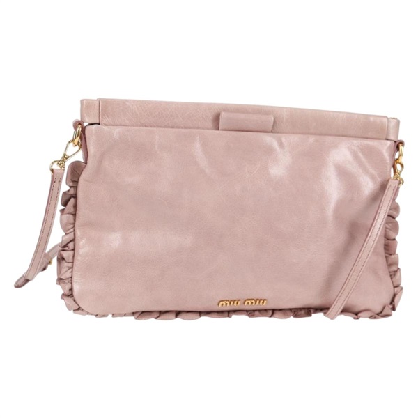 【原宿店限定】ミュウ ミュウ Miu Miu ショルダーバッグ レザー ピンク ゴールド レディース gh459V