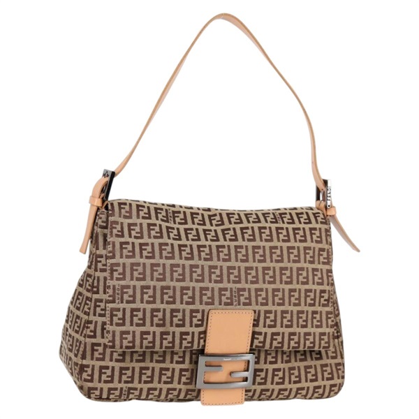 【原宿店限定】フェンディ FENDI マンマバゲット ショルダーバッグ ズッキーノキャンバス ベージュ シルバー レディース 133832V
