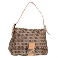 【原宿店限定】フェンディ FENDI マンマバゲット ショルダーバッグ ズッキーノキャンバス ベージュ シルバー レディース 133832V