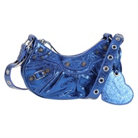 【原宿店限定】バレンシアガ BALENCIAGA ルカゴール ショルダーバッグ レザー ブルー シルバー 671309 レディース 134466M