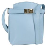 【原宿店限定】サルヴァトーレフェラガモ Salvatore Ferragamo ショルダーバッグ ガンチーニ レザー ライトブルー ゴールド レディース 135930M
