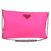 【原宿店限定】プラダ PRADA ショルダーバッグ チェーン ナイロン ピンク シルバー レディース 134961M