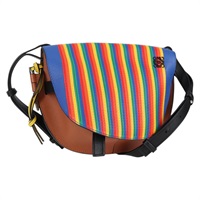 【原宿店限定】ロエベ LOEWE レインボーゲート ショルダーバッグ アナグラム レザー ブラウン レディース 134968M