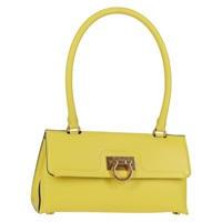 【原宿店限定】サルヴァトーレフェラガモ Salvatore Ferragamo ショルダーバッグ ガンチーニ レザー イエロー ゴールド レディース 135354V
