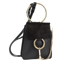 【原宿店限定】クロエ Chloe フェイ ショルダーバッグ スエード レザー ブラック ゴールド レディース am8892V