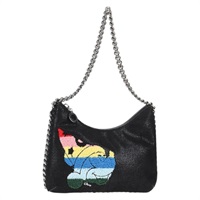 【原宿店限定】ステラ マッカートニー Stella MacCartney ファベラ ショルダーバッグ チェーン スエード ディズニーコラボ ブラック シルバー レディース 136810M