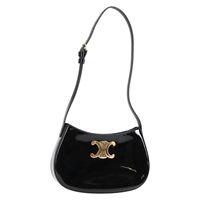 【原宿店限定】セリーヌ CELINE ミディアムティリー ショルダーバッグ パテントレザー ブラック ゴールド レディース BA4783M